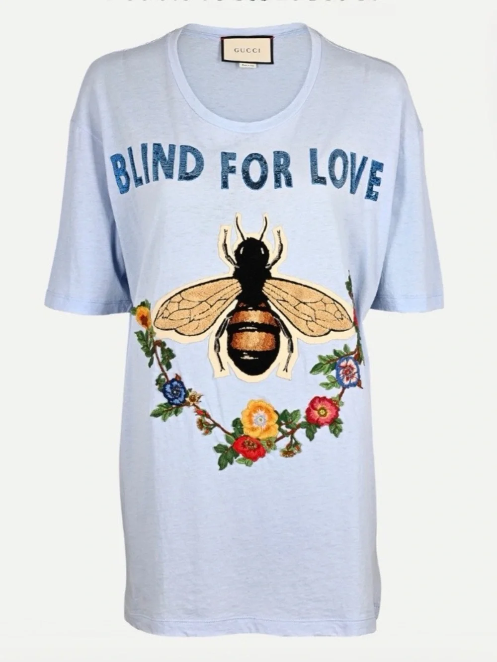 Gucci blind for love Embroidered Floral Graphic Tee